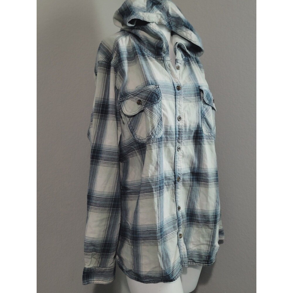 Carhartt XXL size 20 button front hoodie top tunic plaid pockets longsleeve - Picture 2 of 14